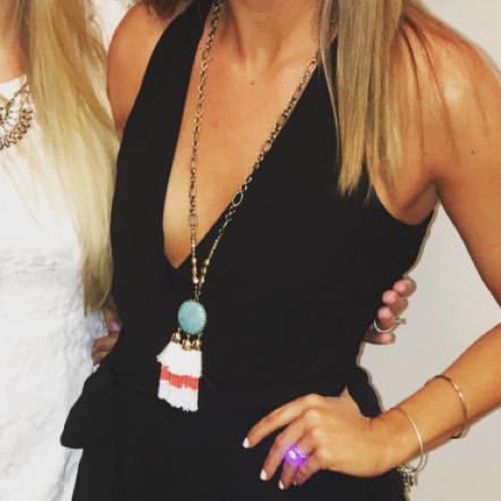 BaubleBar stone and tassel adjustable necklace